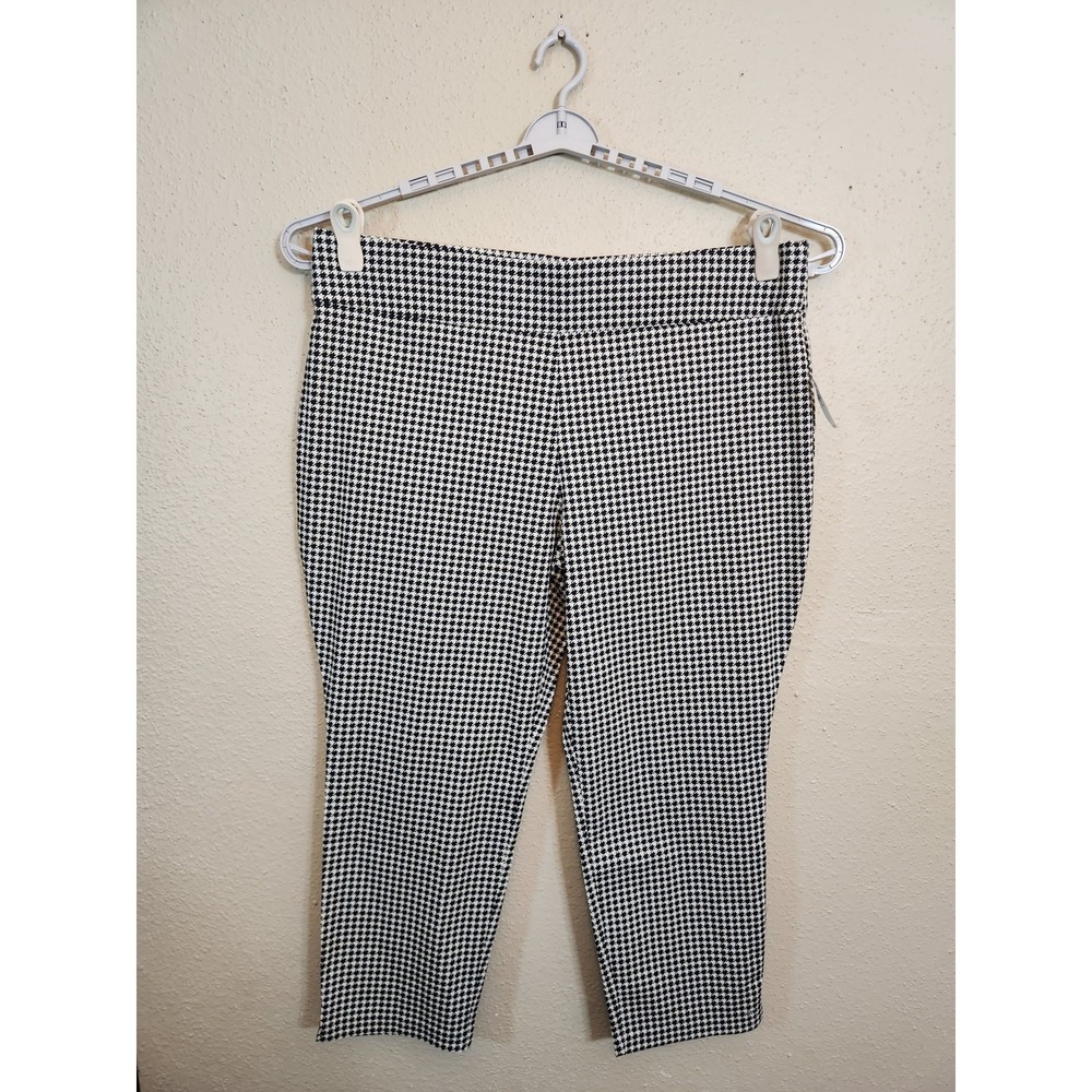 Old Navy Womens 22 Black Houndstooth Pixie Ankle Pants Pull On Stretch Plus